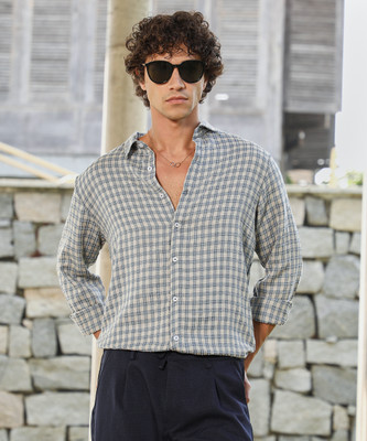 CAMPUS SUTRA Men Printed Casual Blue, White Shirt