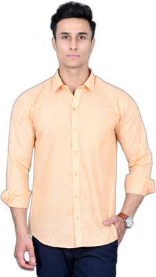 Loco Fashion Men Solid Casual Orange Shirt