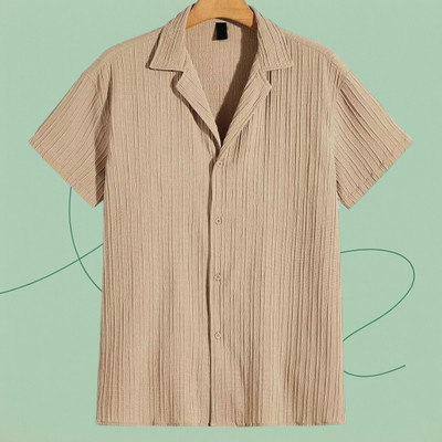 dadatrading Men Printed Casual Cream Shirt
