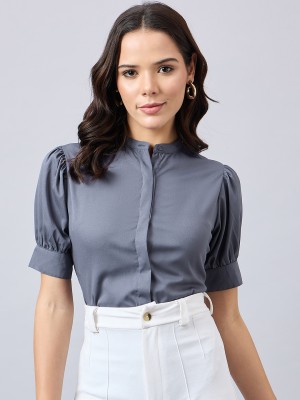 Style Quotient Women Solid Formal Grey Shirt