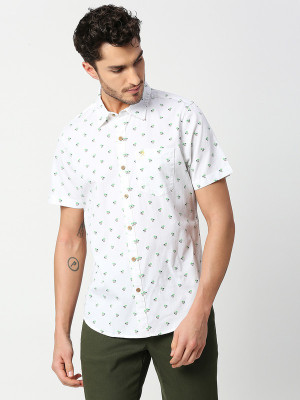 THOMAS SCOTT Men Printed Casual White Shirt