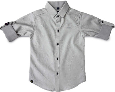 Havok Kids Boys Solid Wedding & Party Grey Shirt