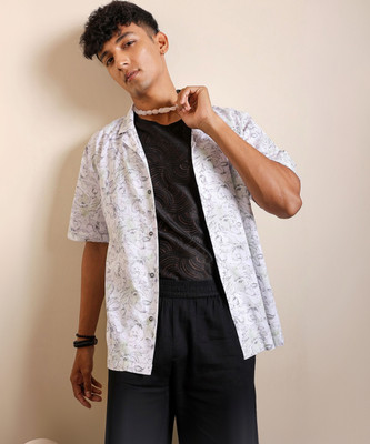 The Indian Garage Co. Men Floral Print Casual White Shirt