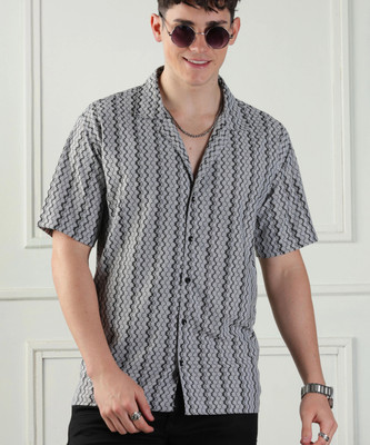 URBAN BUCCACHI Men Striped Casual Grey Shirt