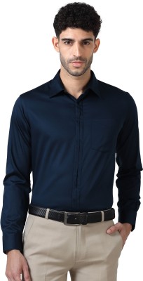 The Formal Club Men Solid Formal Blue Shirt