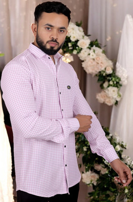 gurukrupa creation Men Self Design Casual Pink Shirt
