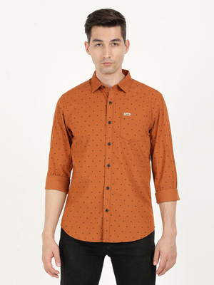 Wrangler Men Printed Casual Brown Shirt