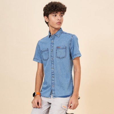 Coolsters by Pantaloons Boys Solid Casual Blue Shirt