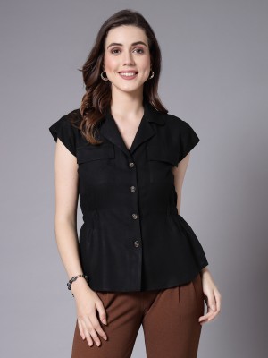 Style Quotient Women Solid Casual Black Shirt