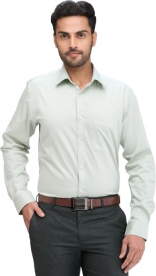 Raymond Men Solid Formal Green Shirt