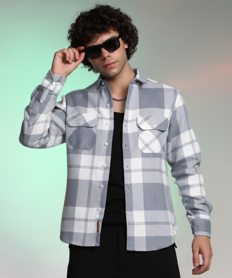CAMPUS SUTRA Men Checkered Casual Grey Shirt