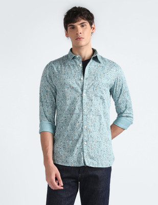FLYING MACHINE Men Printed Casual Light Blue Shirt