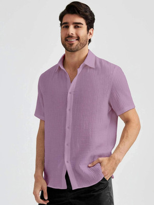 Webric Men Self Design Formal Purple Shirt