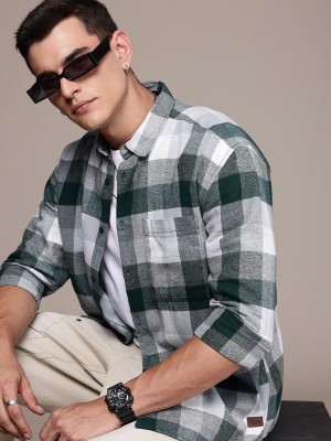 Roadster Men Checkered Casual Green, White Shirt