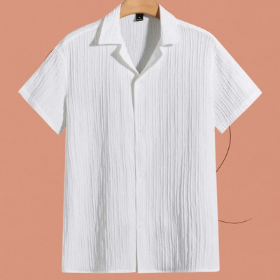 A DEEMOON Men Self Design, Striped Formal Gold Shirt