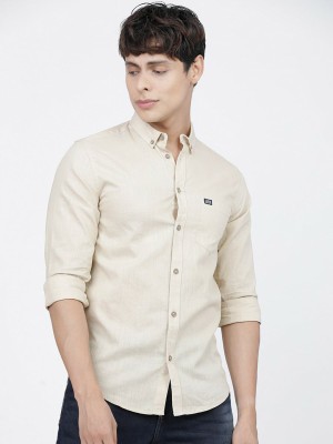 The Indian Garage Co. Men Solid Casual Beige Shirt