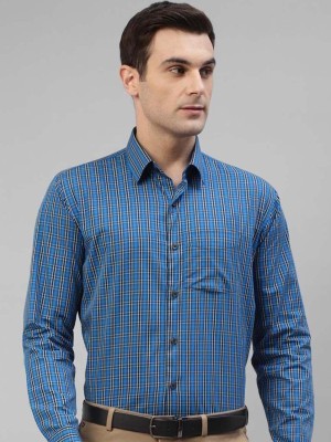 Hancock Men Checkered Formal Blue, Black, Grey Shirt