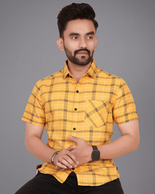 METRONAUT Men Printed Casual Yellow Shirt