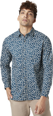 Byford by Pantaloons Men Printed Casual Blue, White Shirt