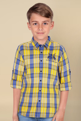 Allen Solly Boys Checkered Casual Yellow Shirt