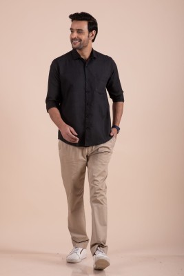 HouseOfCommon Men Solid Casual Black Shirt