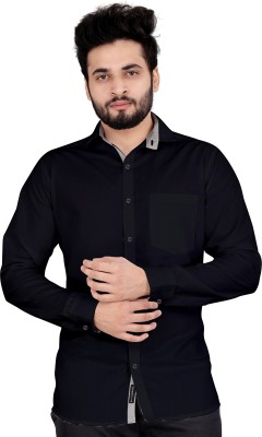 SYSBELLA FASHION Men Solid Casual Black Shirt