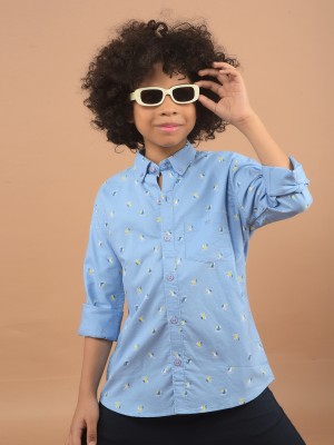 CRIMSOUNE CLUB Boys Printed Casual Blue Shirt