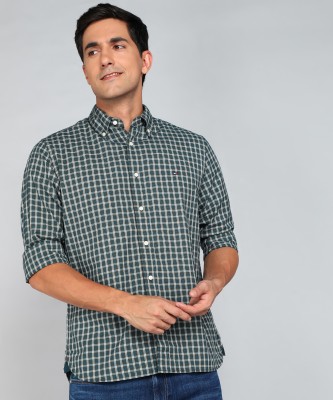 TOMMY HILFIGER Men Checkered Casual Green Shirt