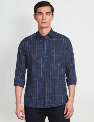 Arrow Sport Men Checkered Casual Dark Blue, White, Red Shirt