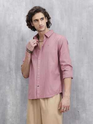 WROGN Men Solid Casual Pink Shirt