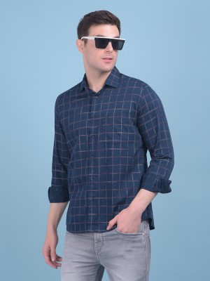 CRIMSOUNE CLUB Men Checkered Casual Dark Blue, Maroon Shirt