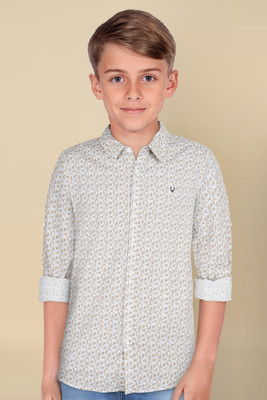 Allen Solly Boys Printed Casual White, Beige Shirt