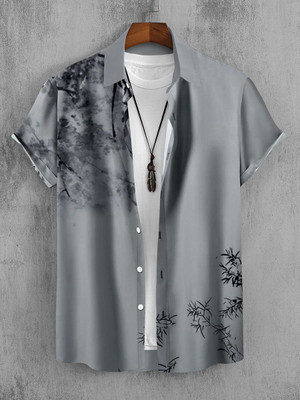 Radha Krishna Fashion Men Printed Casual Grey Shirt