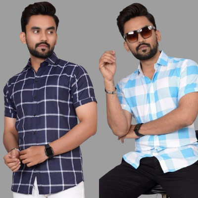 METRONAUT Men Checkered Casual Multicolor Shirt(Pack of 2)