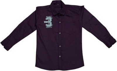 THE TINGGE Boys Solid Casual Purple Shirt