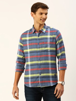 THOMAS SCOTT Men Checkered Casual Yellow Shirt