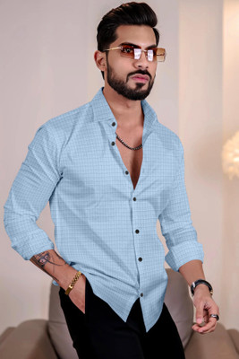 JD EVENTS MANAGEMENT Men Solid Casual Light Blue Shirt
