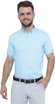 KUONS AVENUE Men Solid Formal Blue Shirt