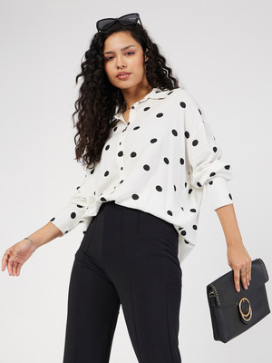 SASSAFRAS Women Printed Casual White Shirt