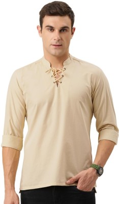 Bene Kleed Men Solid Casual Beige Shirt