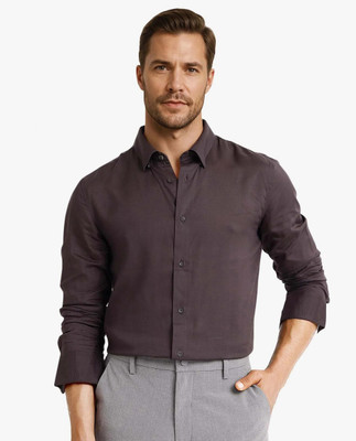 RARE RABBIT Men Solid Formal Brown Shirt