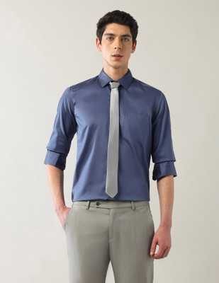 ARROW Men Self Design Formal Blue Shirt