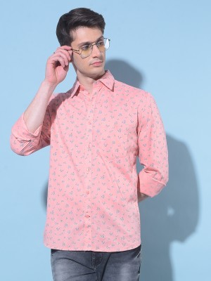 CRIMSOUNE CLUB Men Printed Casual Pink Shirt