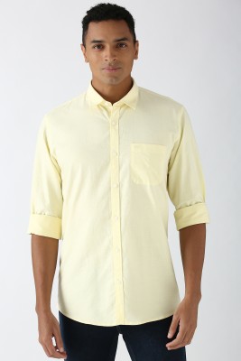 PETER ENGLAND Men Solid Casual Yellow Shirt