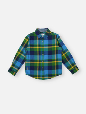 Pepe Jeans Boys Checkered Casual Green Shirt