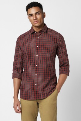 VAN HEUSEN Men Checkered Casual Red, Brown Shirt