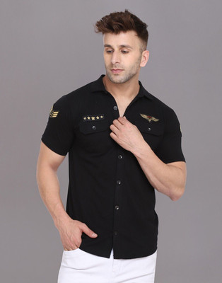 Blisstone Men Solid Casual Black Shirt