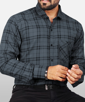 Surhi Men Checkered Casual Grey Shirt