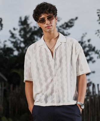 CAMPUS SUTRA Men Self Design Casual White Shirt
