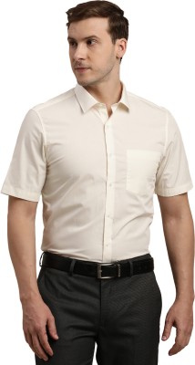 TURTLE Men Solid Formal Cream Shirt